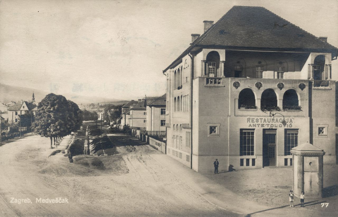 Medveščak oko 1930. godine, kavana i vrtna restauracija Ante Tolovića